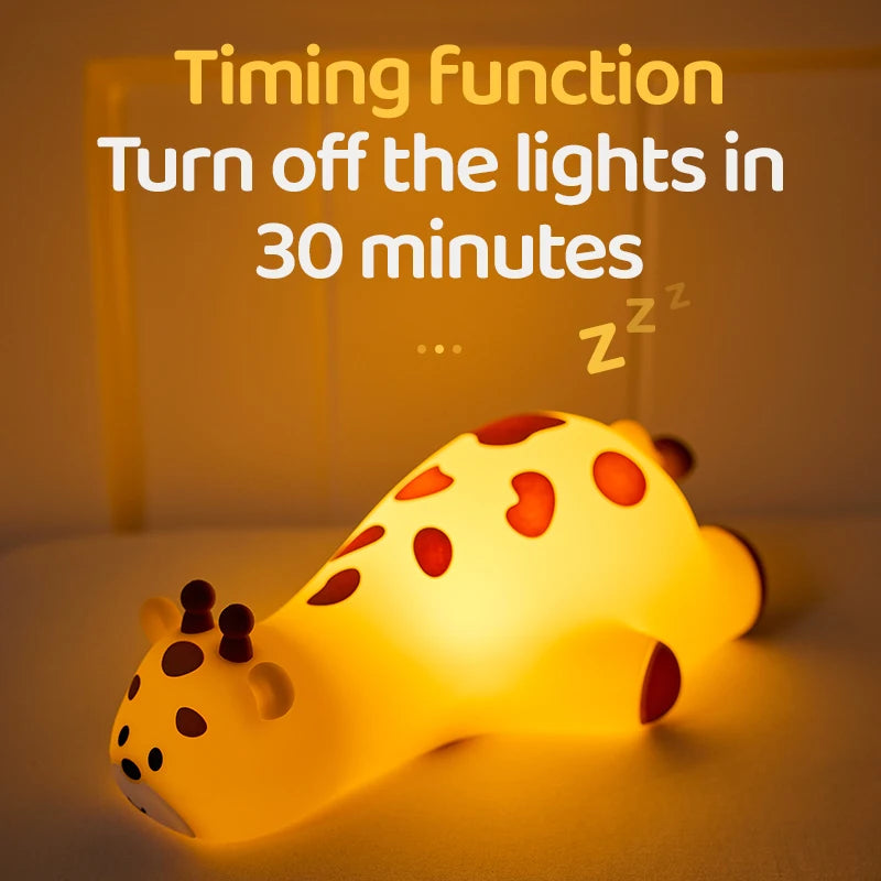 Lumibubs Sleeping Giraffe Night Light — 3-Level Touch Sensor Rechargeable Silicone Kids Lamp