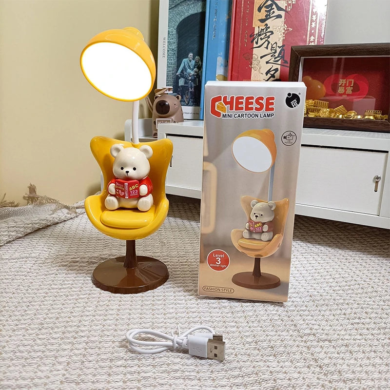 Lumibubs Reading Bear Desk Lamp — 3-Level Dimming Study Light with Phone Holder for Kids