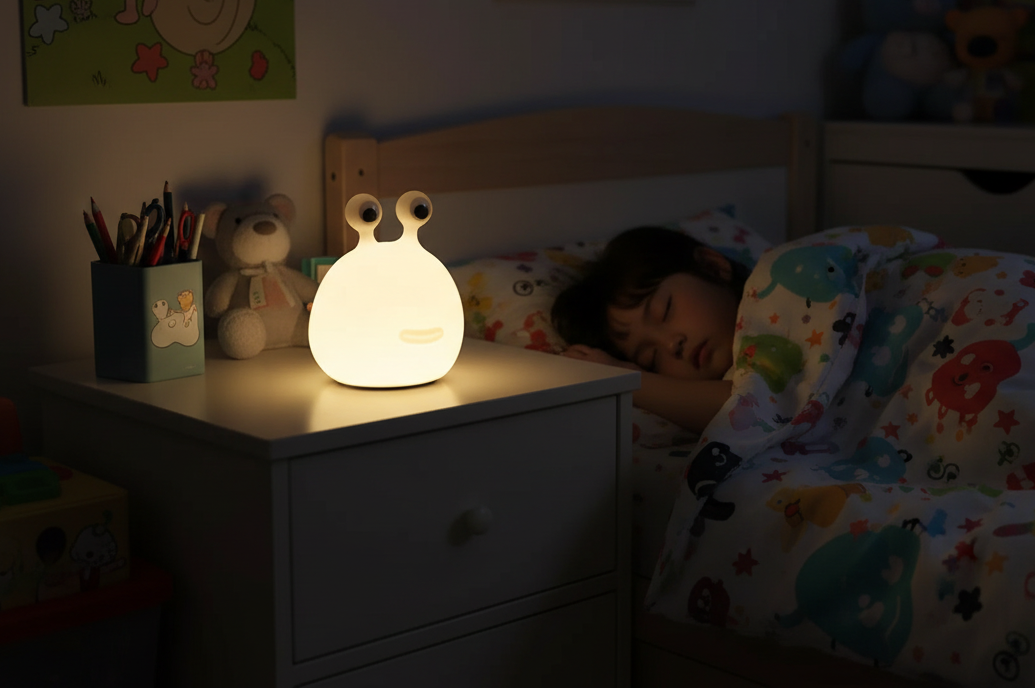 Lumibubs Googly Eyes Slug Night Light — Dimmable Rechargeable Silicone Bedside Lamp for Kids