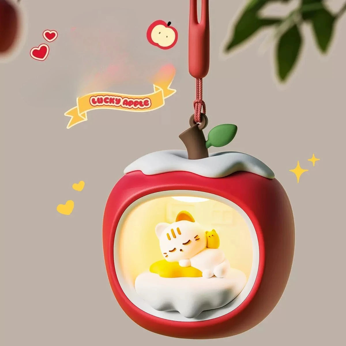 Lumibubs Sleepy Cat Apple House Night Light — Touch Control USB Rechargeable Atmosphere Lamp