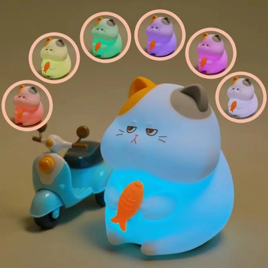 Lumibubs Grumpy Cat Silicone Night Light — 7 Colour Changing Squishy LED Lamp for Kids