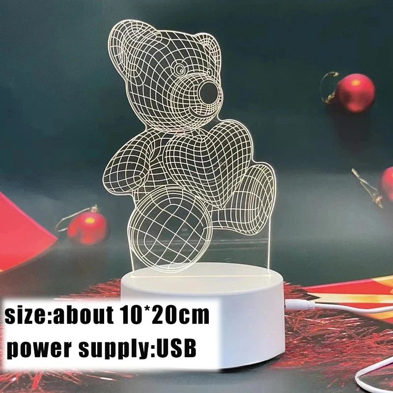 Lumibubs 3D Teddy Bear Night Light — Acrylic LED Lamp for Kids Bedroom & Gifts