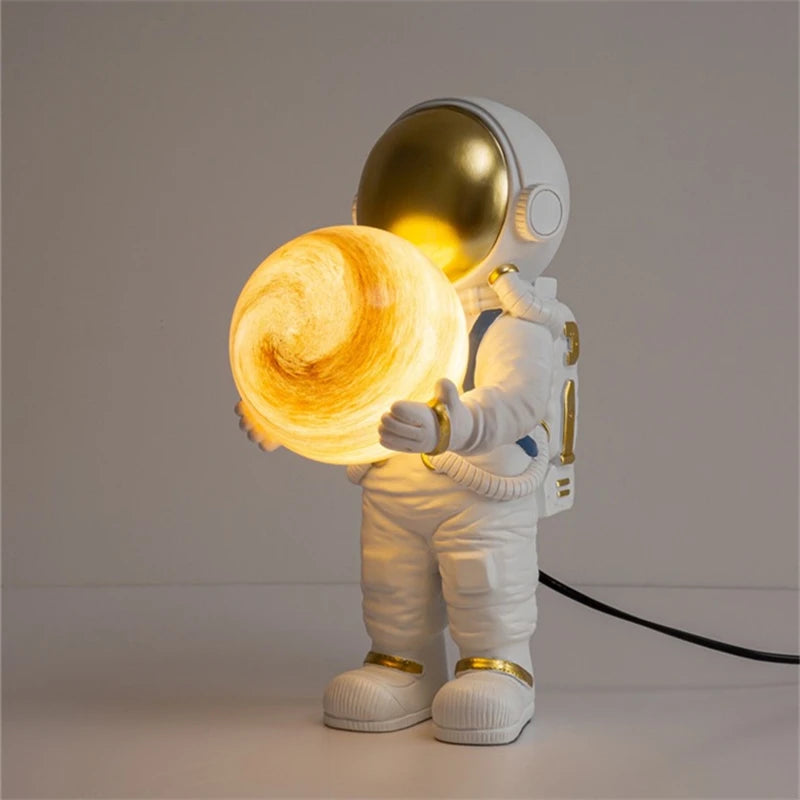 Lumibubs Astronaut Moon Table Lamp — Premium Resin Space Lamp for Kids Bedroom & Home Decor
