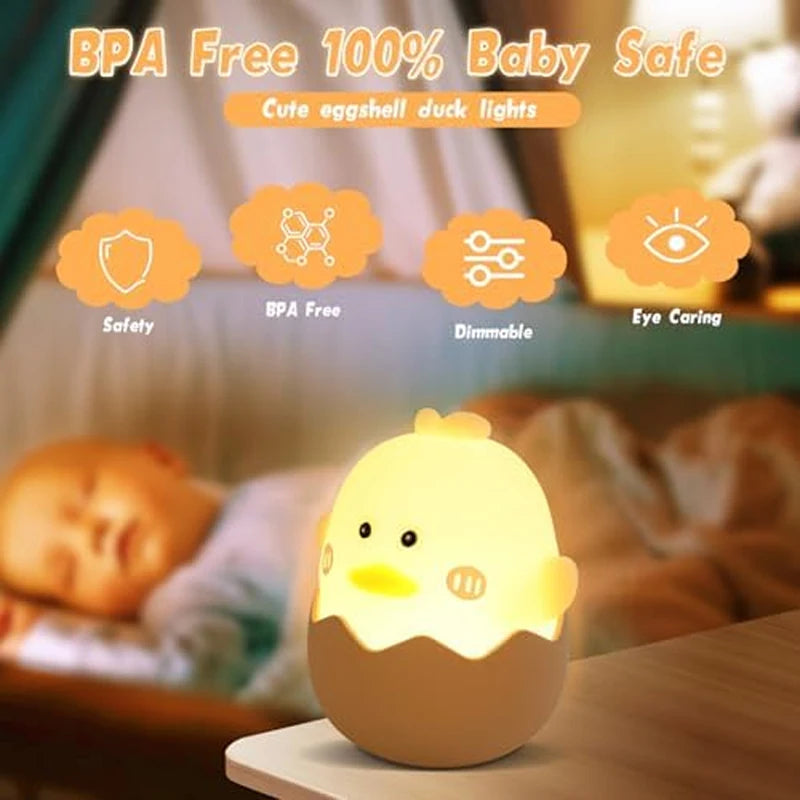 Lumibubs Hatching Chick Eggshell Night Light — Cute Silicone USB Rechargeable Kids Lamp