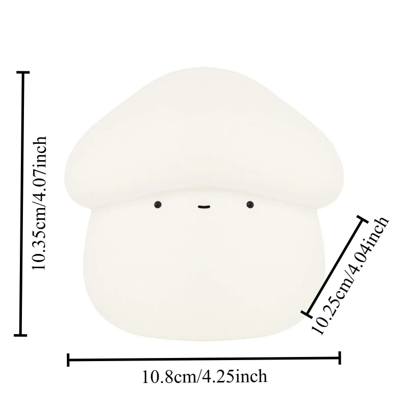 Lumibubs Mushroom Night Light — Touch Dimmable USB Rechargeable Silicone Bedside Lamp