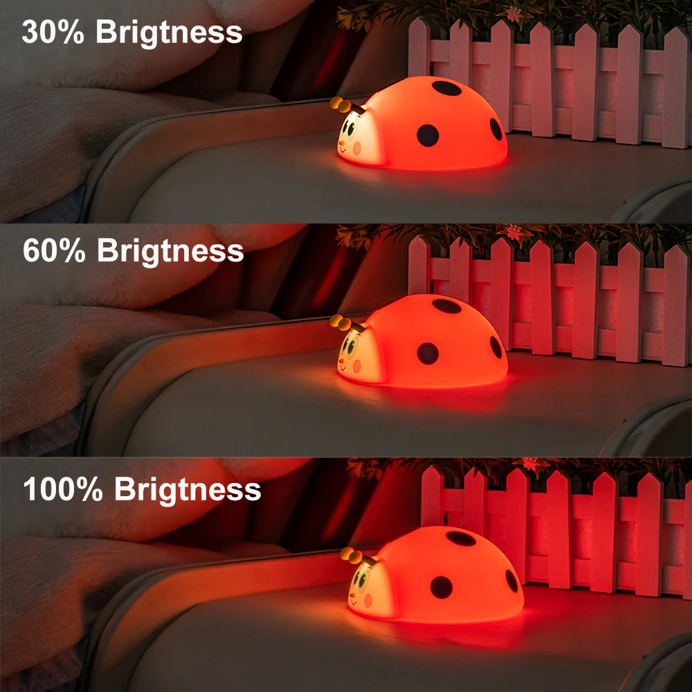 Lumibubs Ladybug Night Light — 8 Colour Touch Control Rechargeable Silicone Kids Lamp