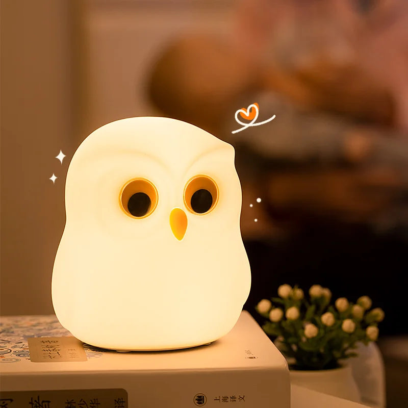 Lumibubs Wise Owl Night Light — RGB Colour Changing Touch Rechargeable Silicone Kids Lamp