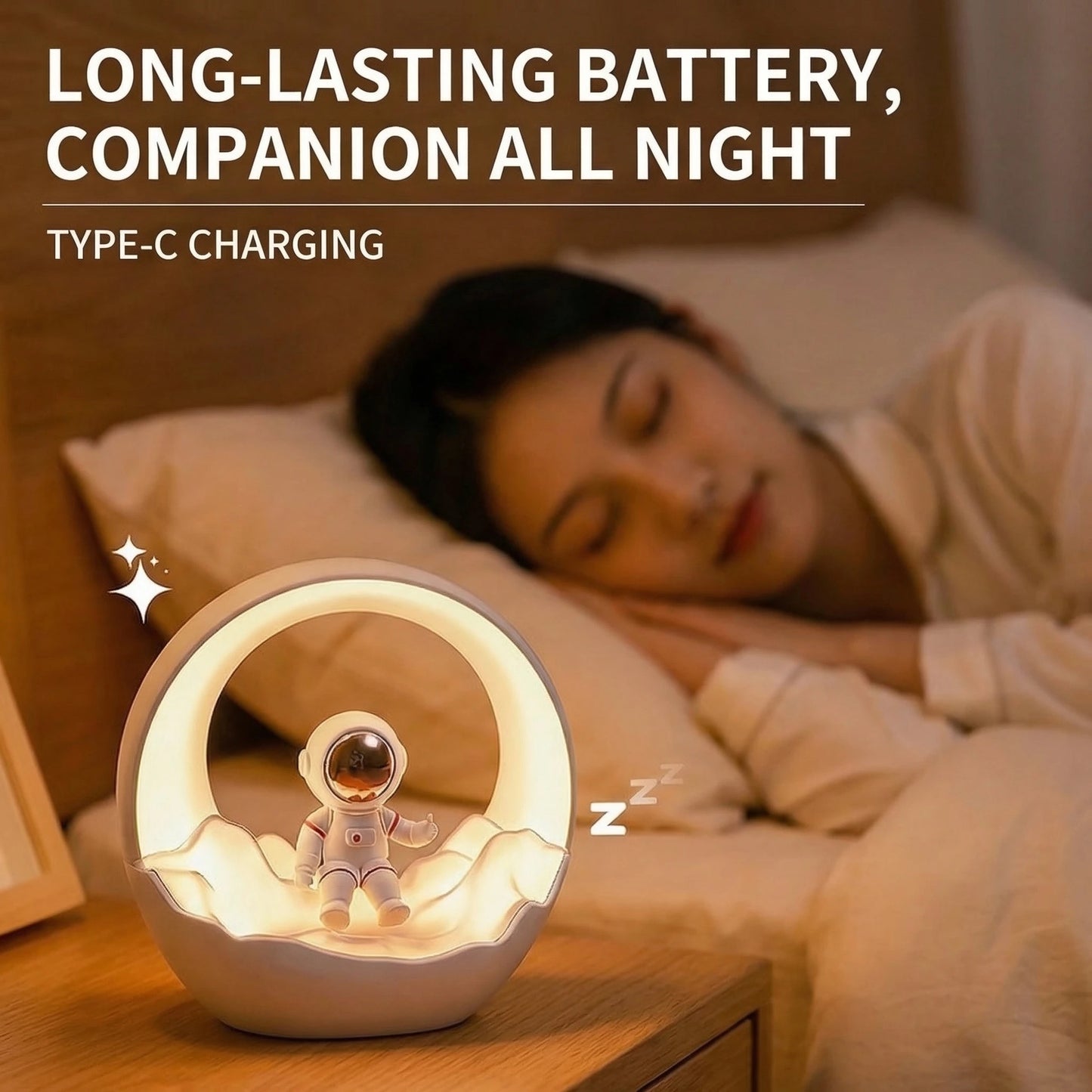 Lumibubs Astronaut Moon Arch Night Light — 3-Mode Touch Control USB-C Rechargeable Kids Lamp