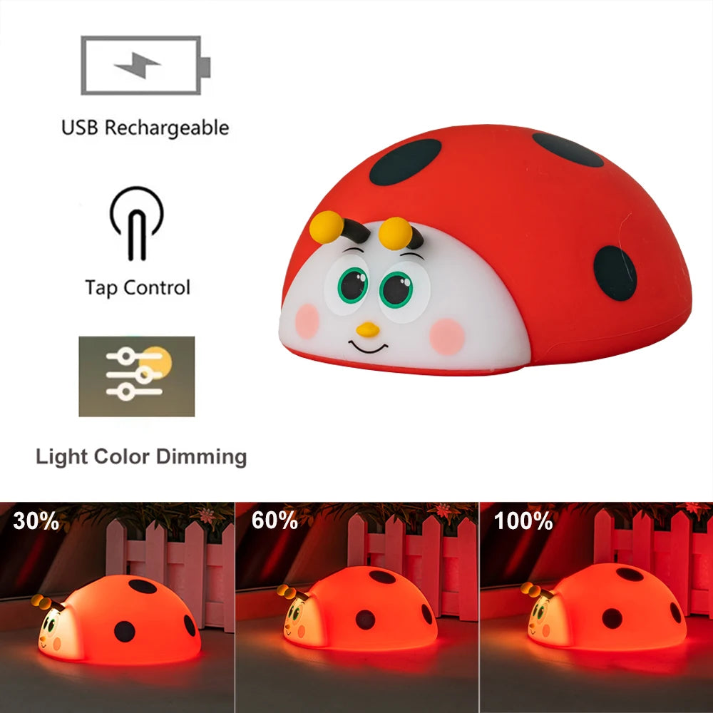 Lumibubs Ladybug Night Light — 8 Colour Touch Control Rechargeable Silicone Kids Lamp
