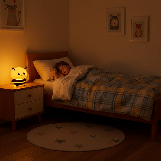 Lumibubs Happy Bee Night Light — Touch Dimmable Rechargeable Silicone Bedside Lamp for Kids