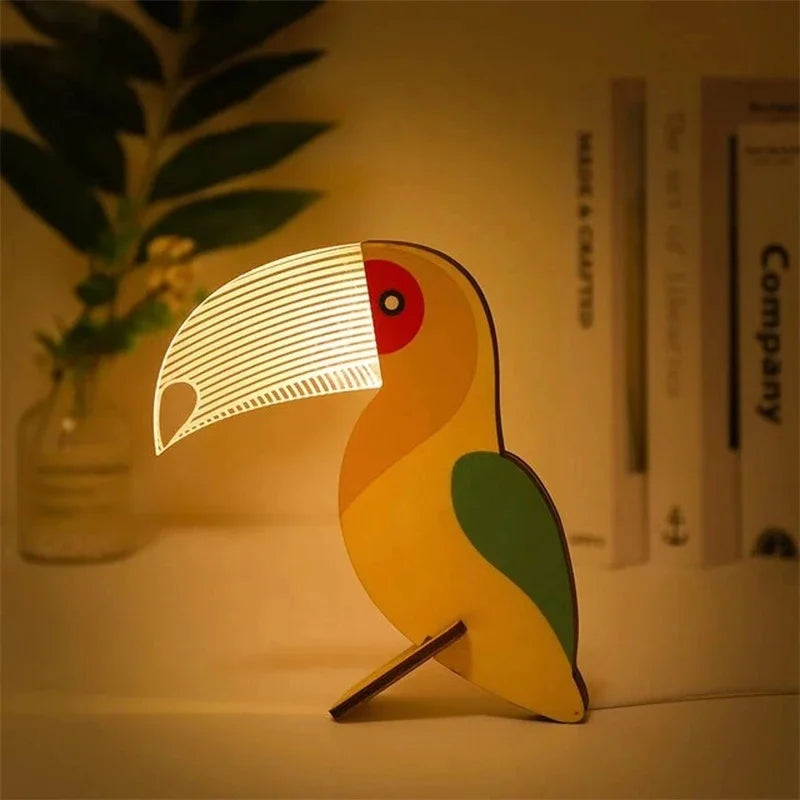 Lumibubs Wooden Animal Glow Lamp — Laser Cut LED Night Light for Kids Bedroom & Home Decor