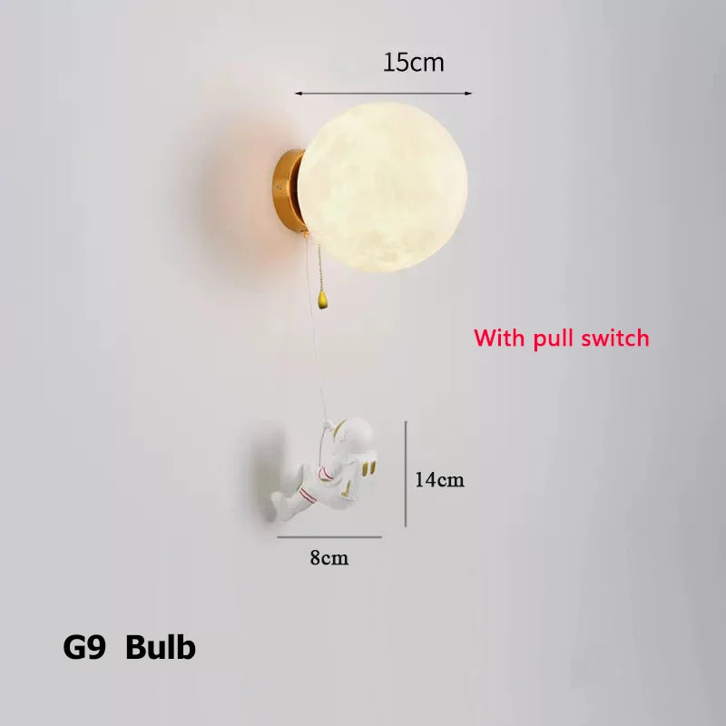 Lumibubs Astronaut Moon Wall Lamp — 3D Printed Space Light for Kids Bedroom
