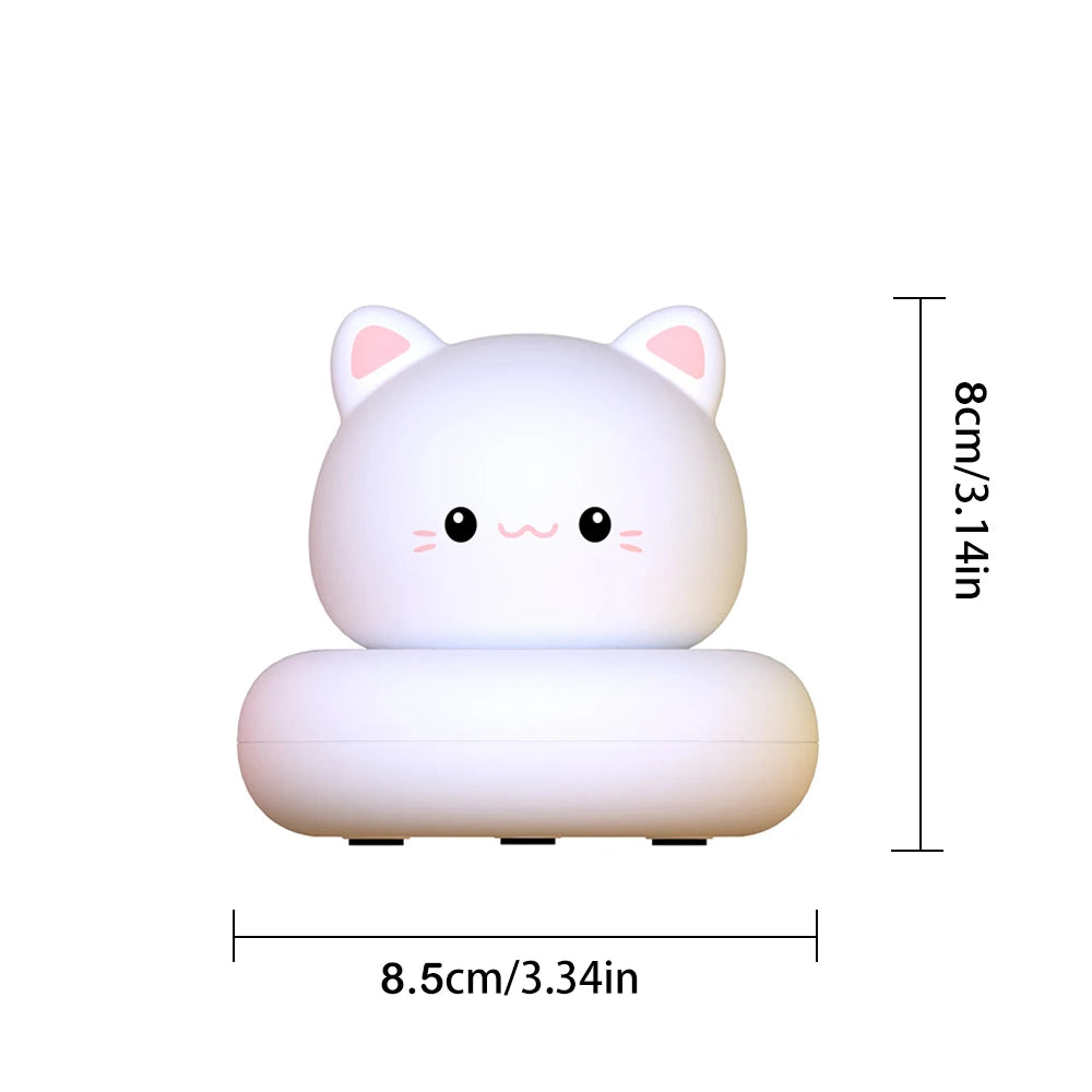 Lumibubs Kawaii Cat Night Light — 3-Level Dimmable Touch USB Rechargeable Silicone Kids Lamp