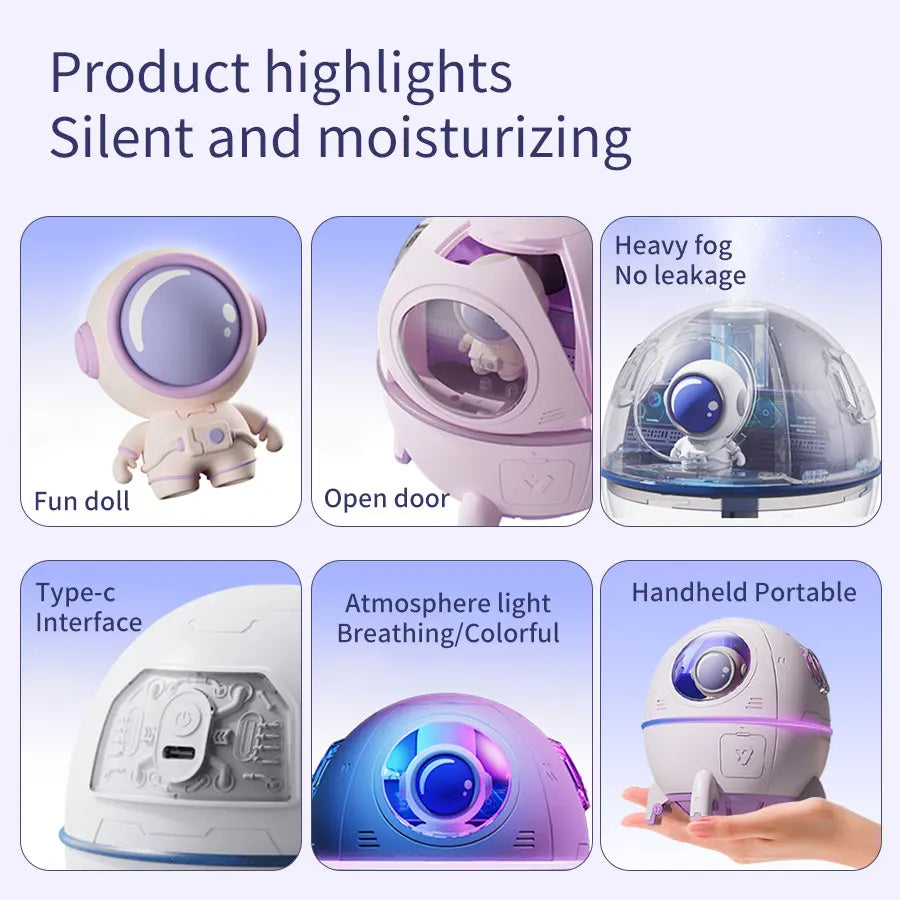 Lumibubs Space Capsule Night Light & Humidifier — 3-in-1 Astronaut Atmosphere Lamp for Kids Bedroom