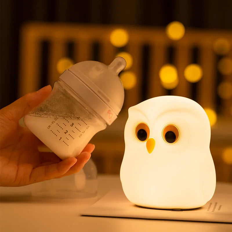Lumibubs Wise Owl Night Light — RGB Colour Changing Touch Rechargeable Silicone Kids Lamp