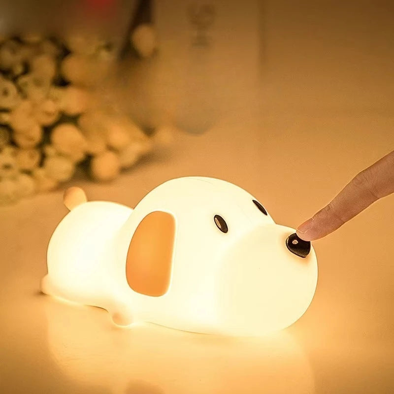 Lumibubs Sleepy Puppy Night Light — Touch Sensor Rechargeable Silicone Dog Lamp for Kids