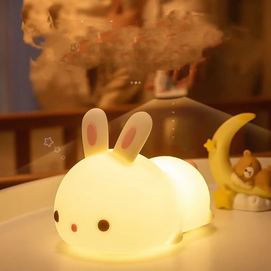 Lumibubs Rainbow Bunny Night Light — 7 Colour RGB Silicone Touch Lamp for Babies & Kids