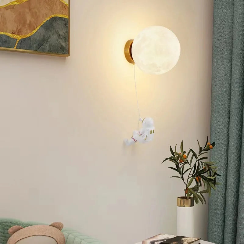 Lumibubs Astronaut Moon Wall Lamp — 3D Printed Space Light for Kids Bedroom