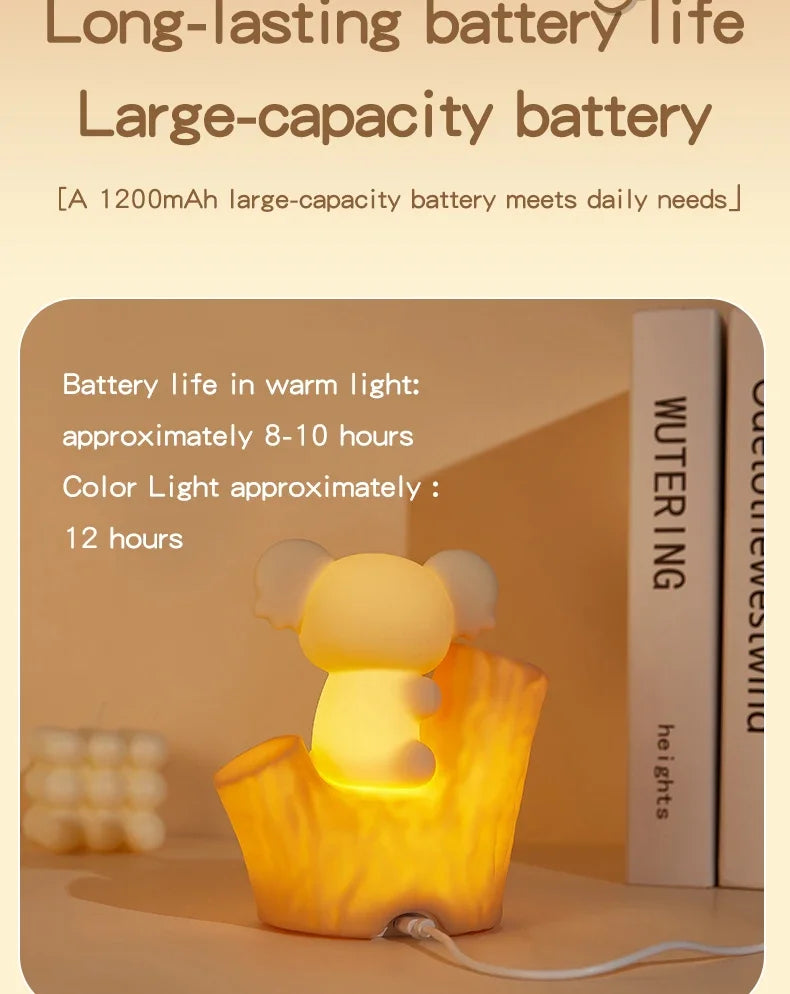 Lumibubs Koala Tree Hollow Night Light — Pat Control Dimmable USB Rechargeable Silicone Lamp