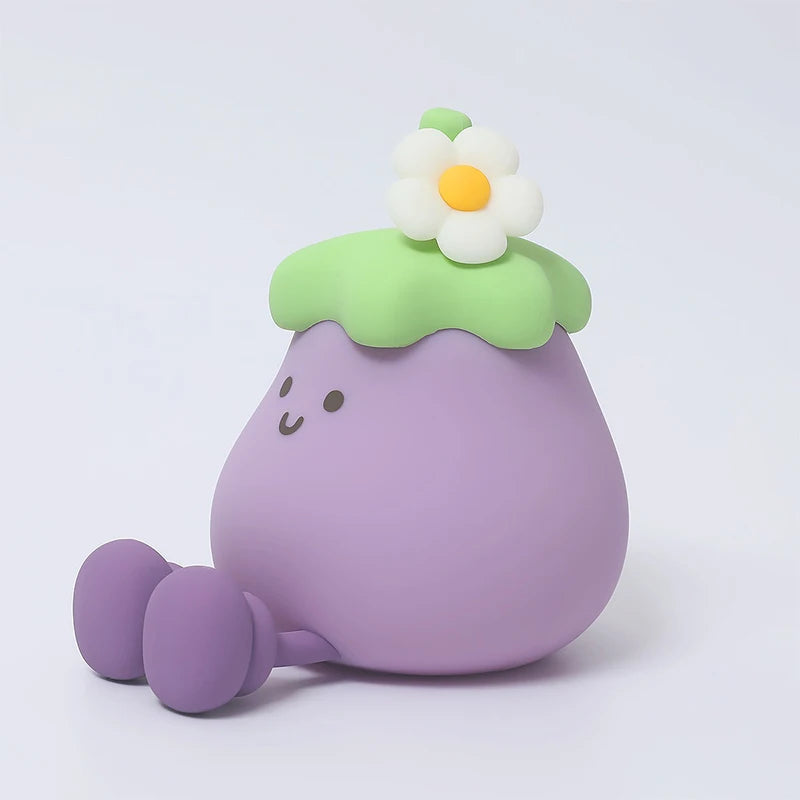 Lumibubs Happy Eggplant Night Light — 7 Colour Touch Dimmable Rechargeable Silicone Kids Lamp