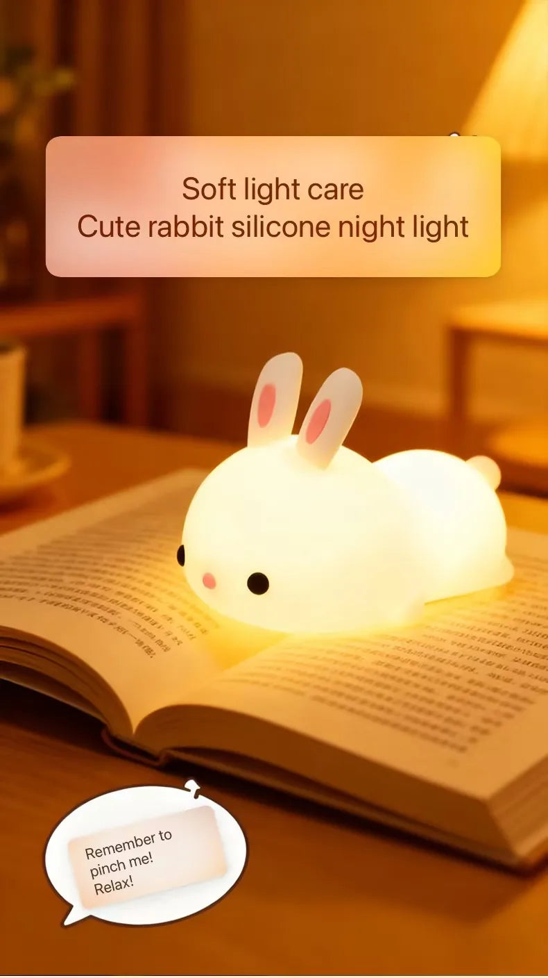 Lumibubs Rainbow Bunny Night Light — 7 Colour RGB Silicone Touch Lamp for Babies & Kids