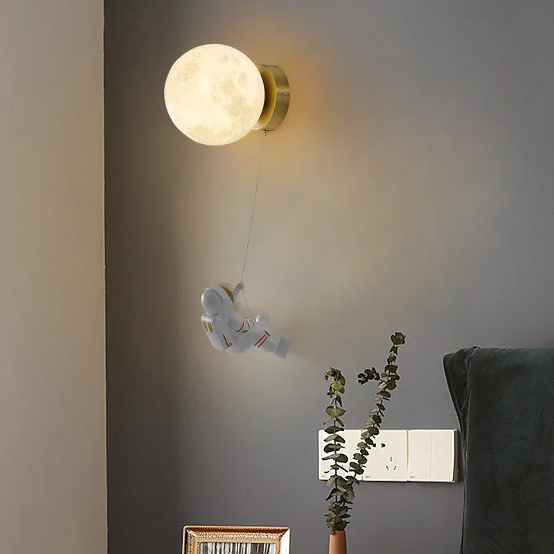 Lumibubs Astronaut Moon Wall Lamp — 3D Printed Space Light for Kids Bedroom