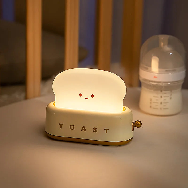 Lumibubs Happy Toast Night Light — Cute Rechargeable Bedside Lamp for Kids & Adults