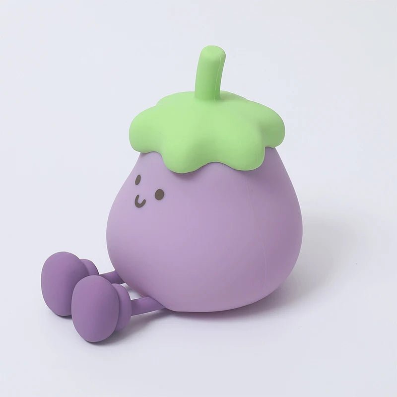 Lumibubs Happy Eggplant Night Light — 7 Colour Touch Dimmable Rechargeable Silicone Kids Lamp