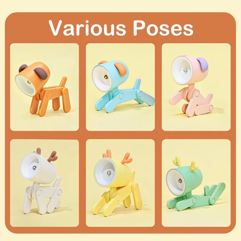 Lumibubs Mini Folding Animal Desk Lamp — Cute Dog & Deer LED Night Light for Kids