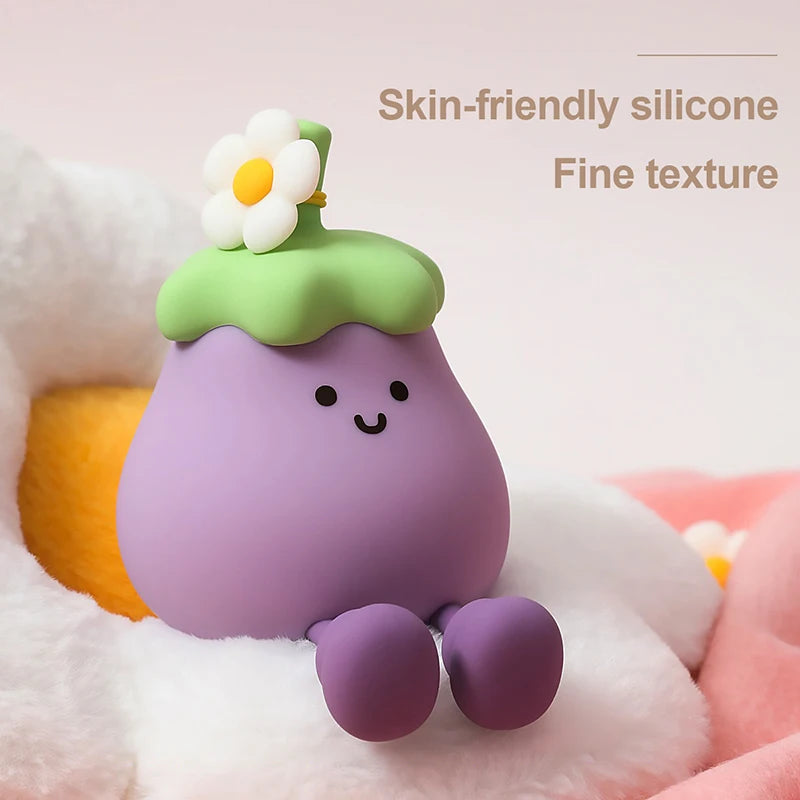 Lumibubs Happy Eggplant Night Light — 7 Colour Touch Dimmable Rechargeable Silicone Kids Lamp
