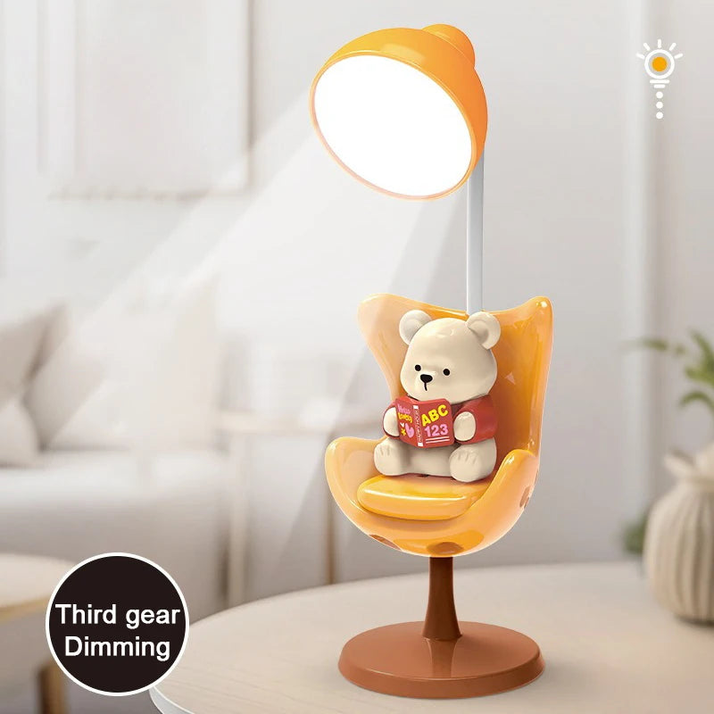 Lumibubs Reading Bear Desk Lamp — 3-Level Dimming Study Light with Phone Holder for Kids