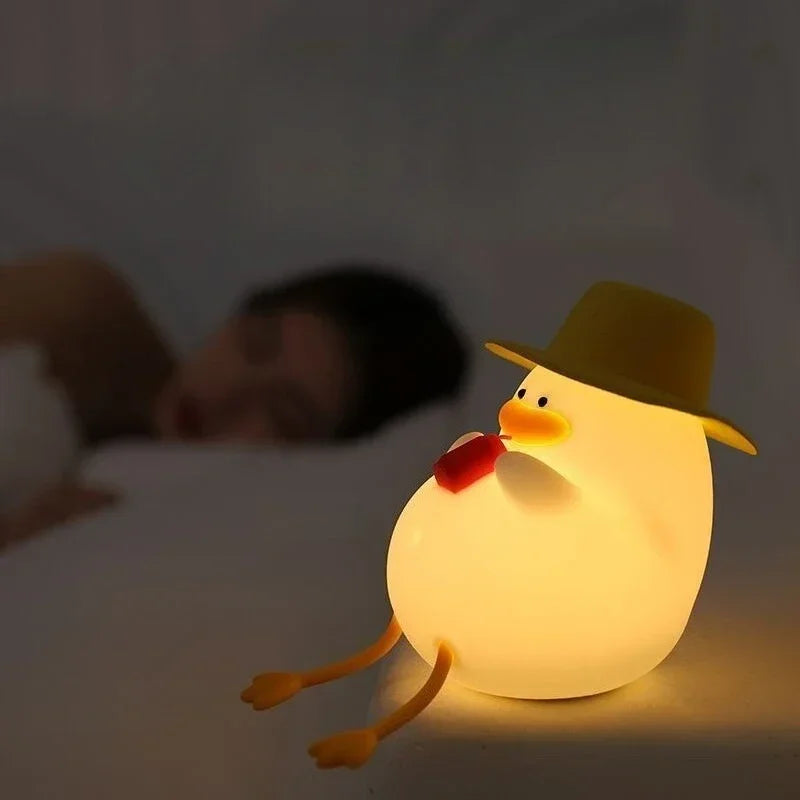 Lumibubs Cowboy Duck Night Light — Cute Silicone USB Rechargeable Bedside Lamp for Kids
