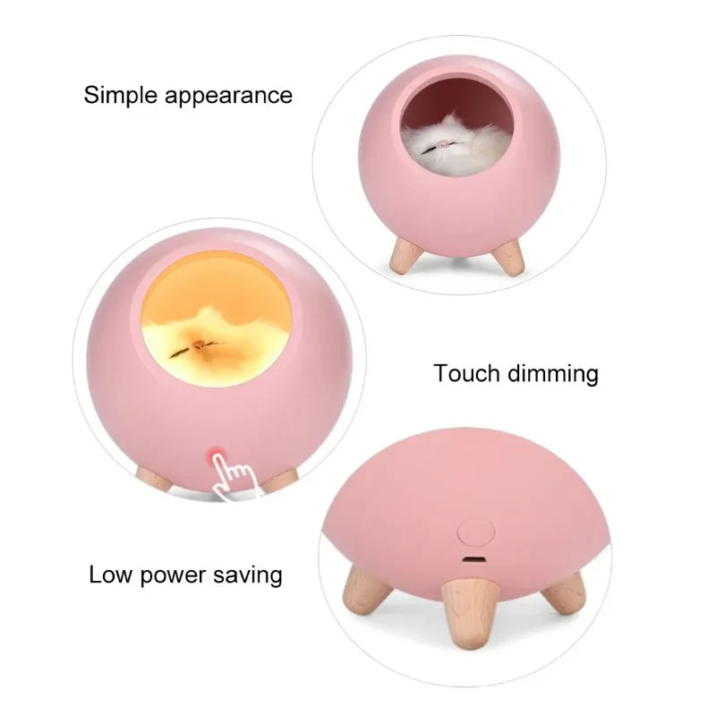Lumibubs Sleeping Cat Egg House Night Light — Touch Control USB Rechargeable Atmosphere Lamp