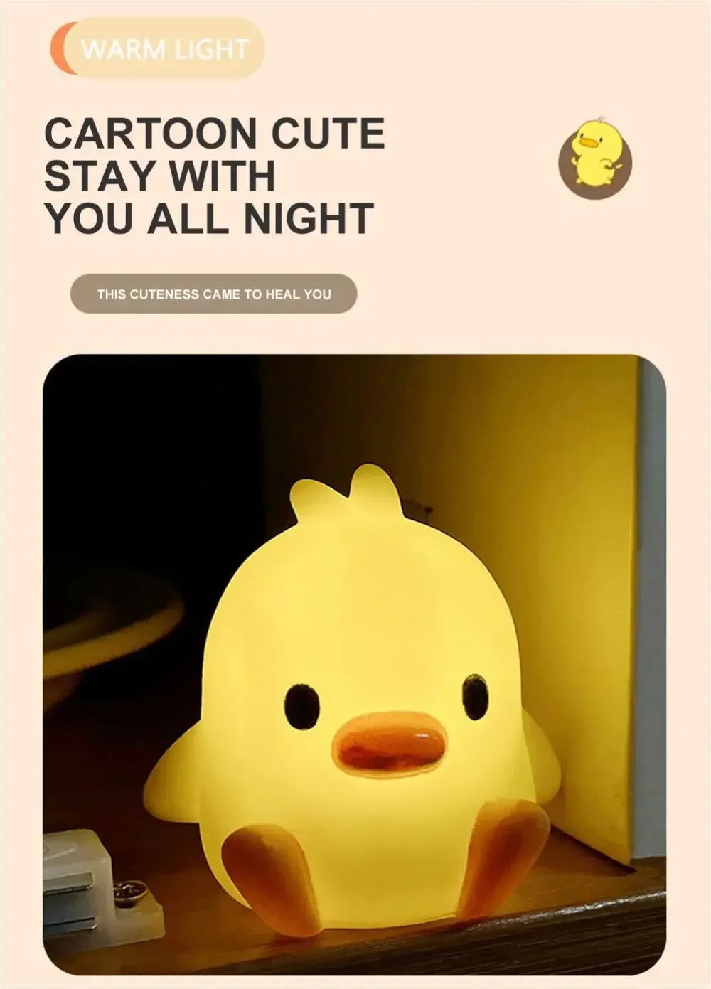 Lumibubs Little Yellow Duck Night Light — Cute Silicone Glow Lamp for Kids & Babies