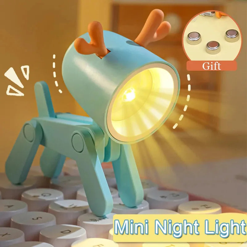 Lumibubs Mini Folding Animal Desk Lamp — Cute Dog & Deer LED Night Light for Kids