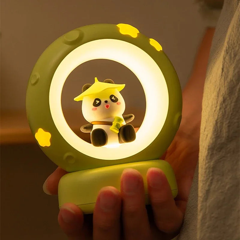 Lumibubs Panda Astronaut Night Light — 3-Level Dimmable USB Rechargeable Kids Bedside Lamp