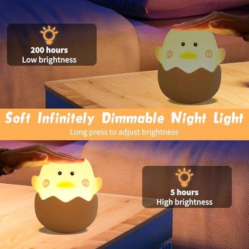 Lumibubs Hatching Chick Eggshell Night Light — Cute Silicone USB Rechargeable Kids Lamp