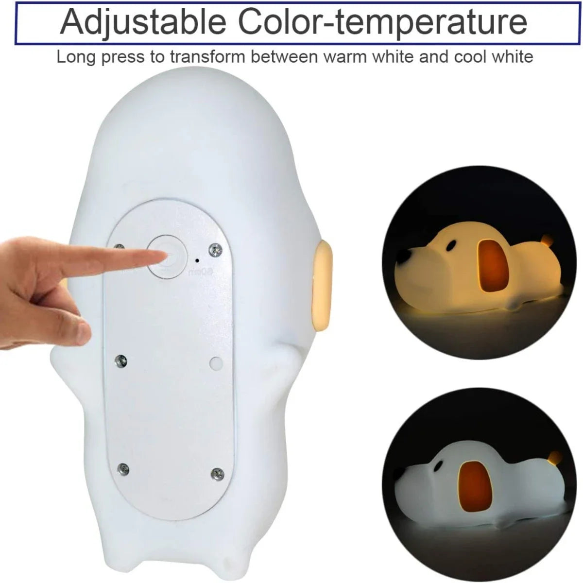 Lumibubs Sleepy Puppy Night Light — Touch Sensor Rechargeable Silicone Dog Lamp for Kids