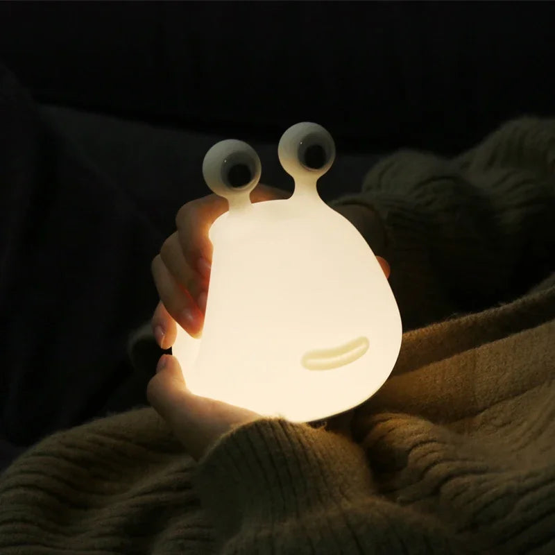Lumibubs Googly Eyes Slug Night Light — Dimmable Rechargeable Silicone Bedside Lamp for Kids