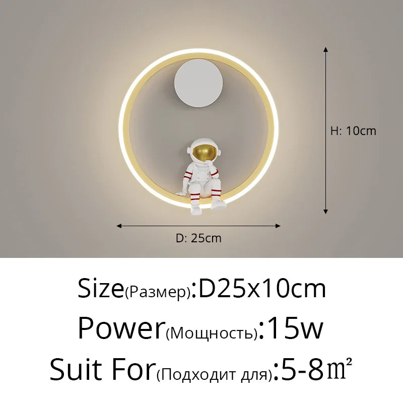 Astronaut Ring Wall Lamp — the little spaceman sitting in a halo of golden light 🚀🌕✨