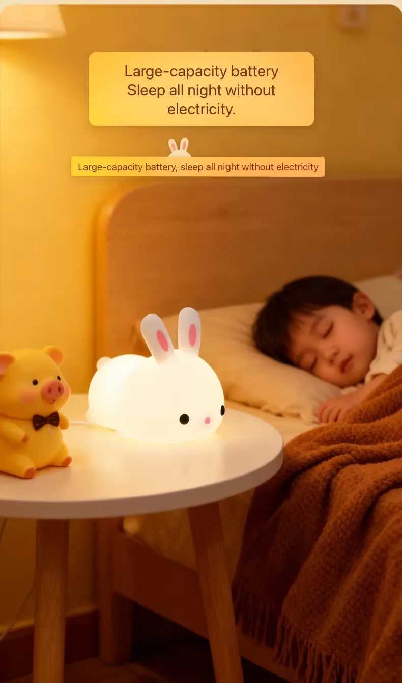 Lumibubs Rainbow Bunny Night Light — 7 Colour RGB Silicone Touch Lamp for Babies & Kids