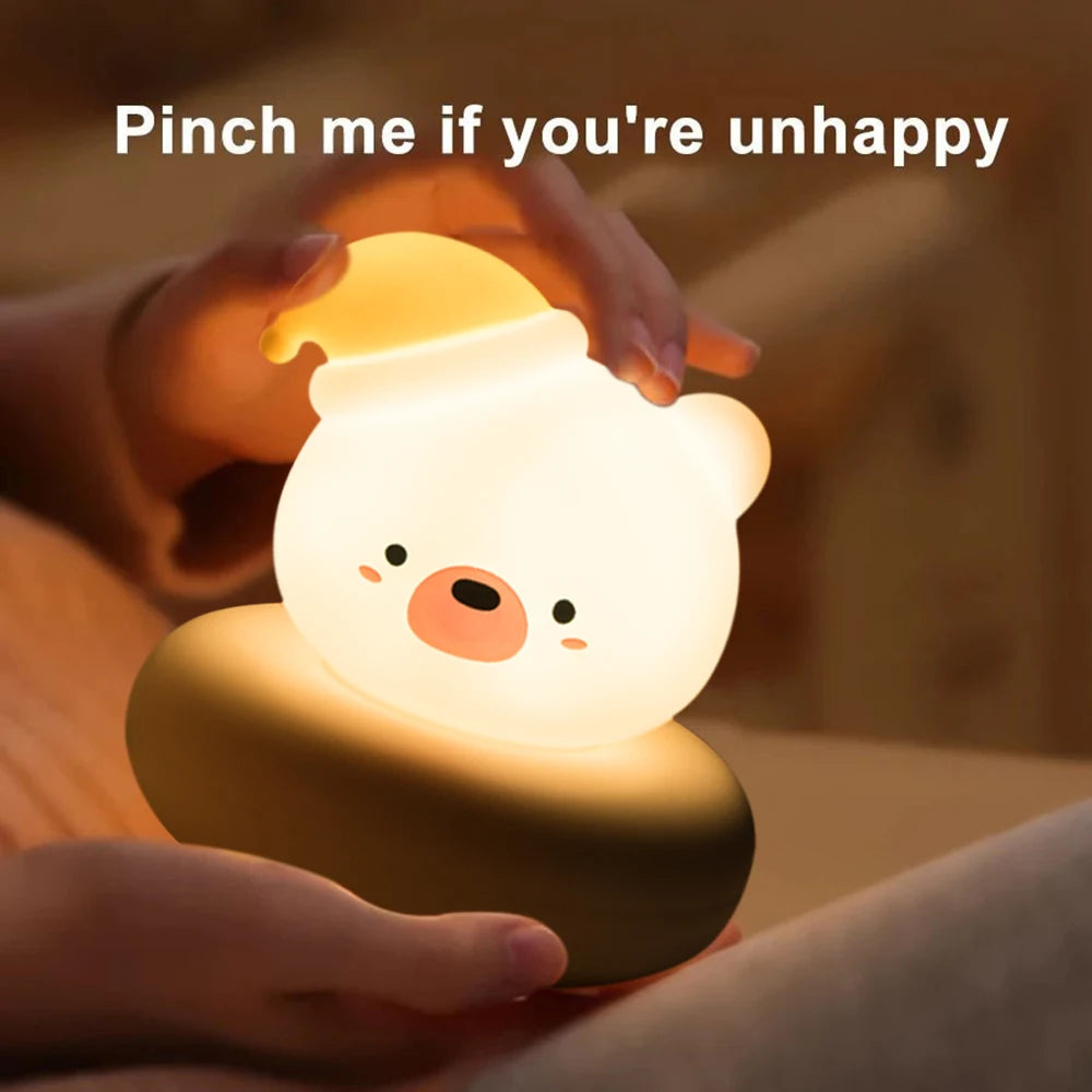 Lumibubs Kawaii Cat Night Light — 3-Level Dimmable Touch USB Rechargeable Silicone Kids Lamp