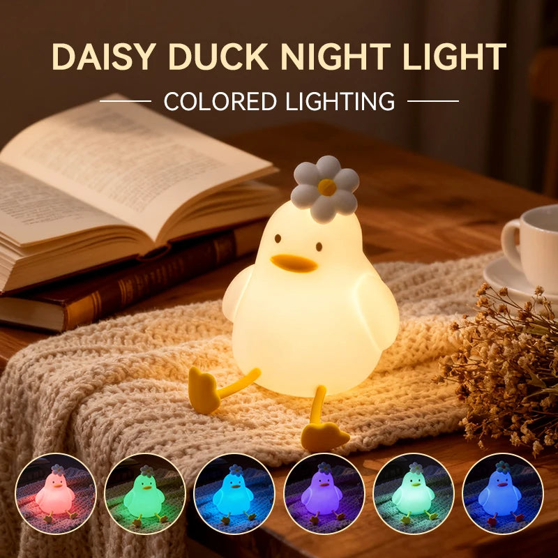Lumibubs Daisy Duck Night Light — Touch Control USB Rechargeable Silicone Lamp for Kids