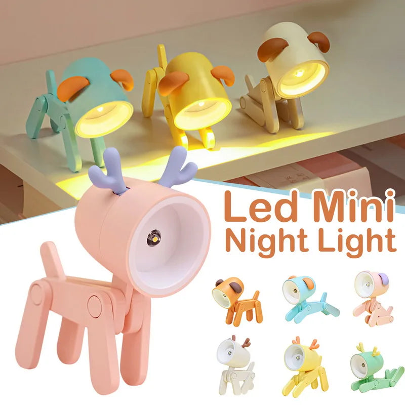 Lumibubs Mini Folding Animal Desk Lamp — Cute Dog & Deer LED Night Light for Kids