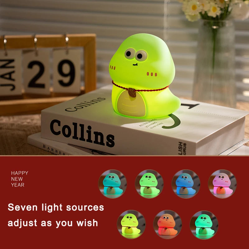 Lumibubs Lucky Spirit Night Light — Cute Silicone Glow Lamp in White & Green