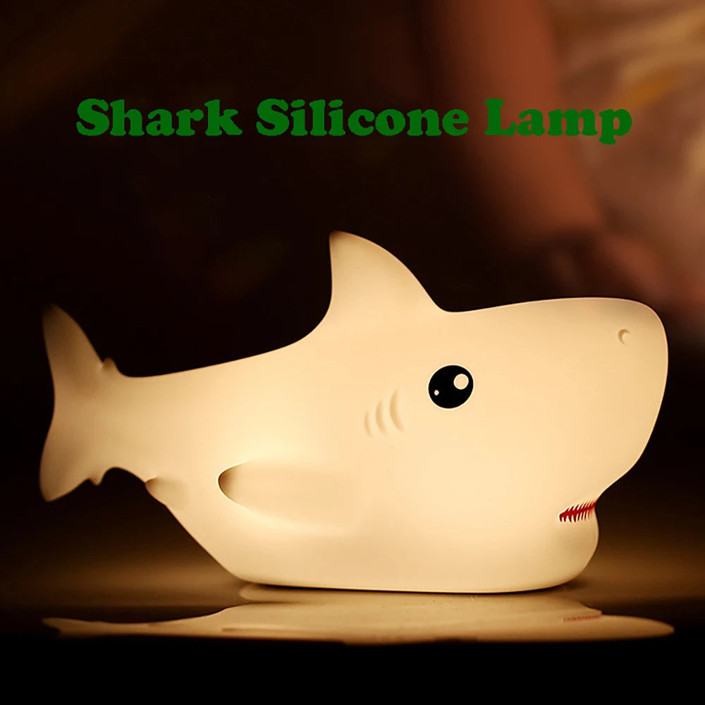 Lumibubs Baby Shark Night Light — Pat Control Rechargeable Silicone Bedside Lamp for Kids