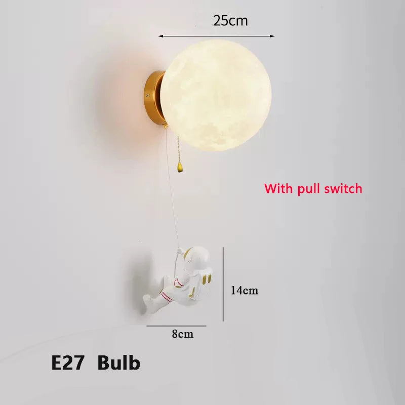 Lumibubs Astronaut Moon Wall Lamp — 3D Printed Space Light for Kids Bedroom
