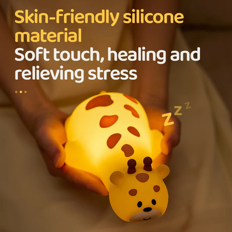 Lumibubs Sleeping Giraffe Night Light — 3-Level Touch Sensor Rechargeable Silicone Kids Lamp