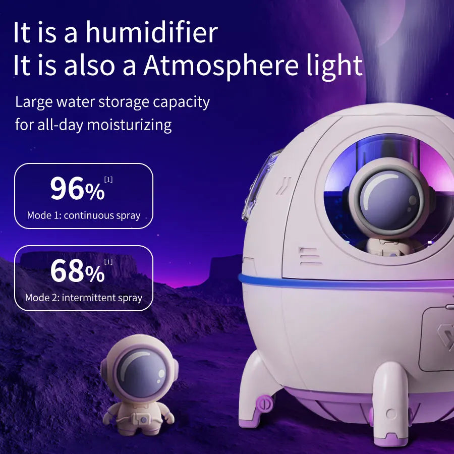 Lumibubs Space Capsule Night Light & Humidifier — 3-in-1 Astronaut Atmosphere Lamp for Kids Bedroom
