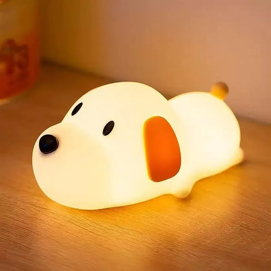 Lumibubs Sleepy Puppy Night Light — Touch Sensor Rechargeable Silicone Dog Lamp for Kids
